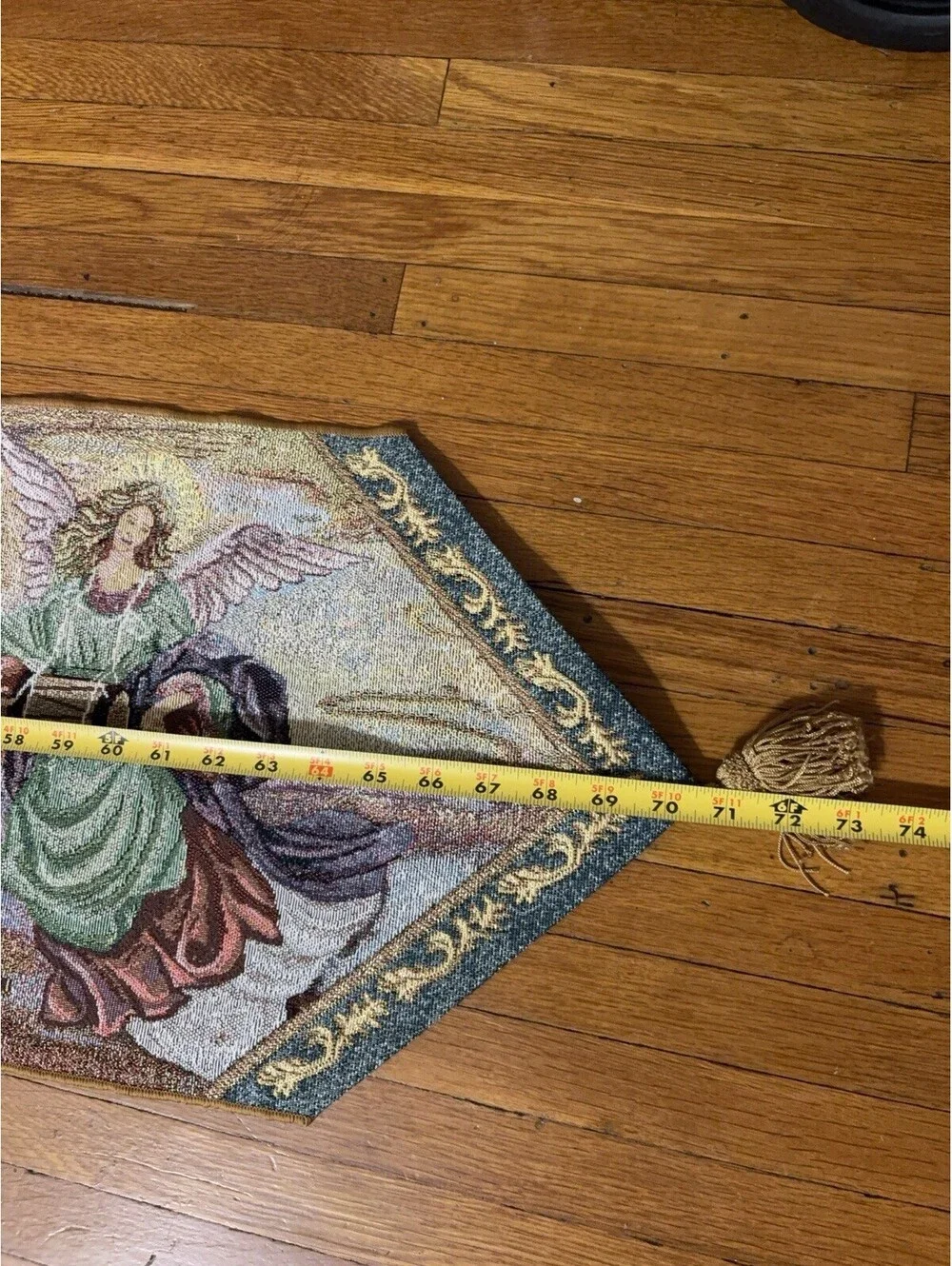 Lena Liu Angel  Of light Tapestry Table Runner Pointed Ends Tassels  Drycleaned